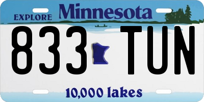 MN license plate 833TUN