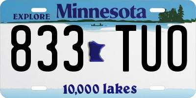 MN license plate 833TUO