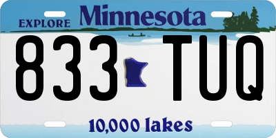 MN license plate 833TUQ