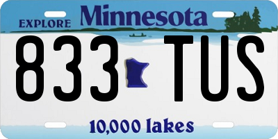 MN license plate 833TUS