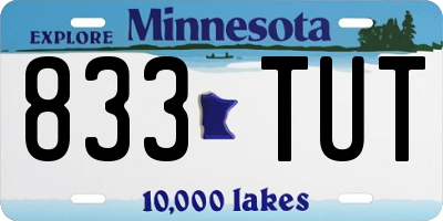 MN license plate 833TUT