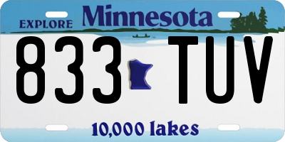 MN license plate 833TUV