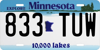 MN license plate 833TUW