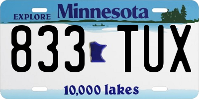 MN license plate 833TUX