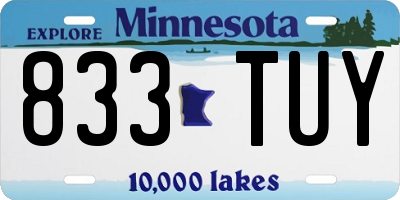 MN license plate 833TUY