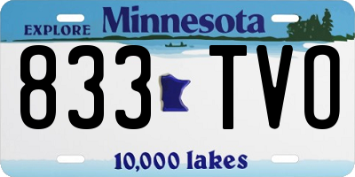 MN license plate 833TVO