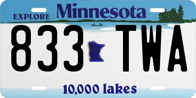 MN license plate 833TWA