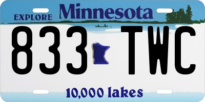 MN license plate 833TWC