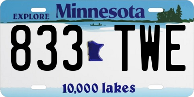 MN license plate 833TWE