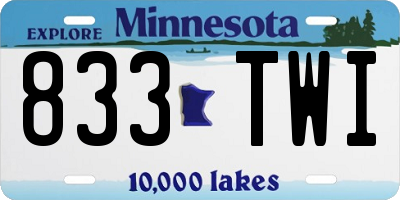 MN license plate 833TWI