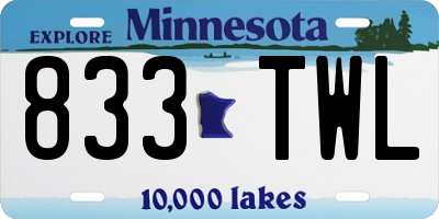 MN license plate 833TWL