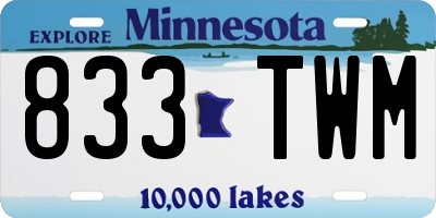 MN license plate 833TWM