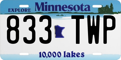 MN license plate 833TWP