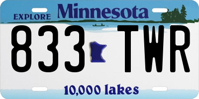 MN license plate 833TWR