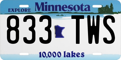 MN license plate 833TWS