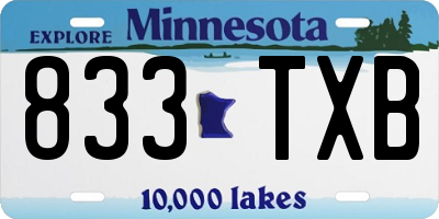 MN license plate 833TXB