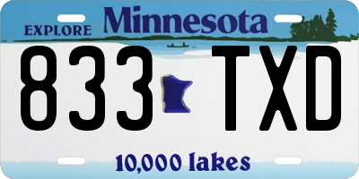MN license plate 833TXD