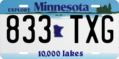 MN license plate 833TXG
