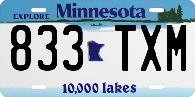 MN license plate 833TXM