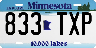 MN license plate 833TXP