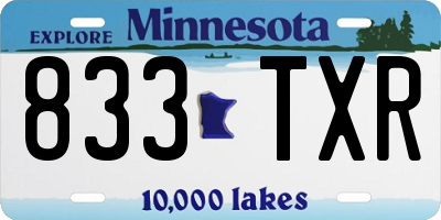 MN license plate 833TXR