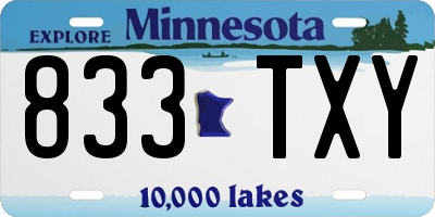 MN license plate 833TXY