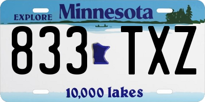 MN license plate 833TXZ