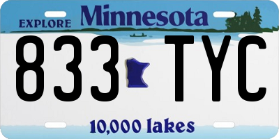 MN license plate 833TYC