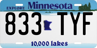 MN license plate 833TYF
