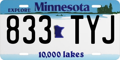 MN license plate 833TYJ