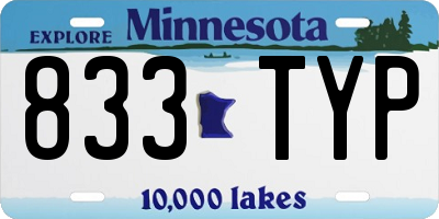 MN license plate 833TYP