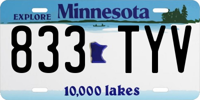 MN license plate 833TYV