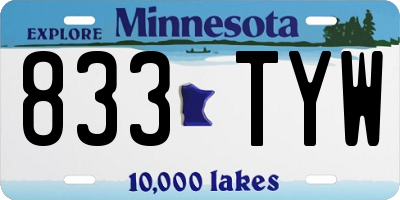 MN license plate 833TYW