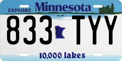 MN license plate 833TYY