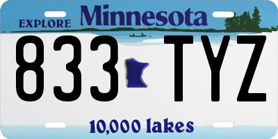 MN license plate 833TYZ