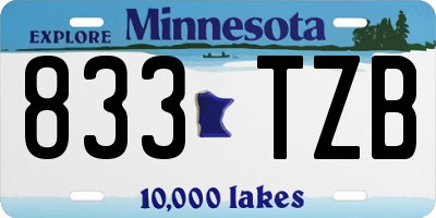 MN license plate 833TZB
