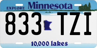 MN license plate 833TZI