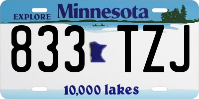 MN license plate 833TZJ