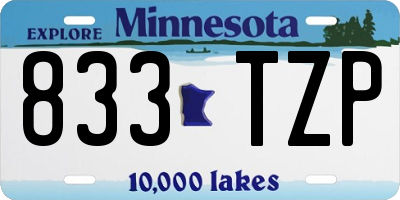 MN license plate 833TZP