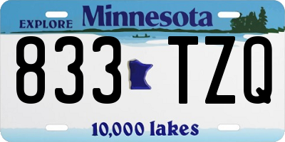MN license plate 833TZQ