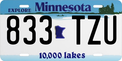 MN license plate 833TZU