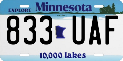 MN license plate 833UAF
