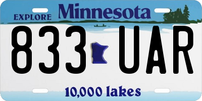 MN license plate 833UAR