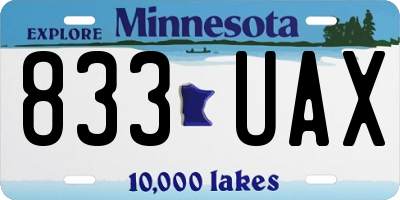 MN license plate 833UAX