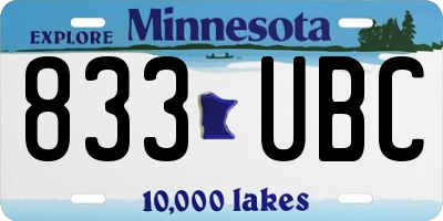 MN license plate 833UBC