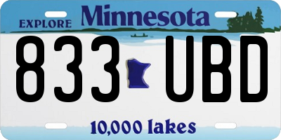 MN license plate 833UBD