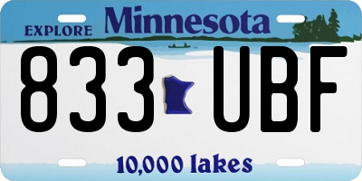 MN license plate 833UBF