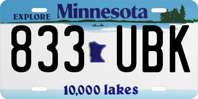 MN license plate 833UBK