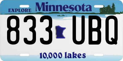 MN license plate 833UBQ