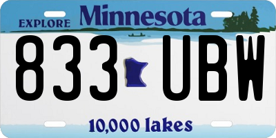 MN license plate 833UBW